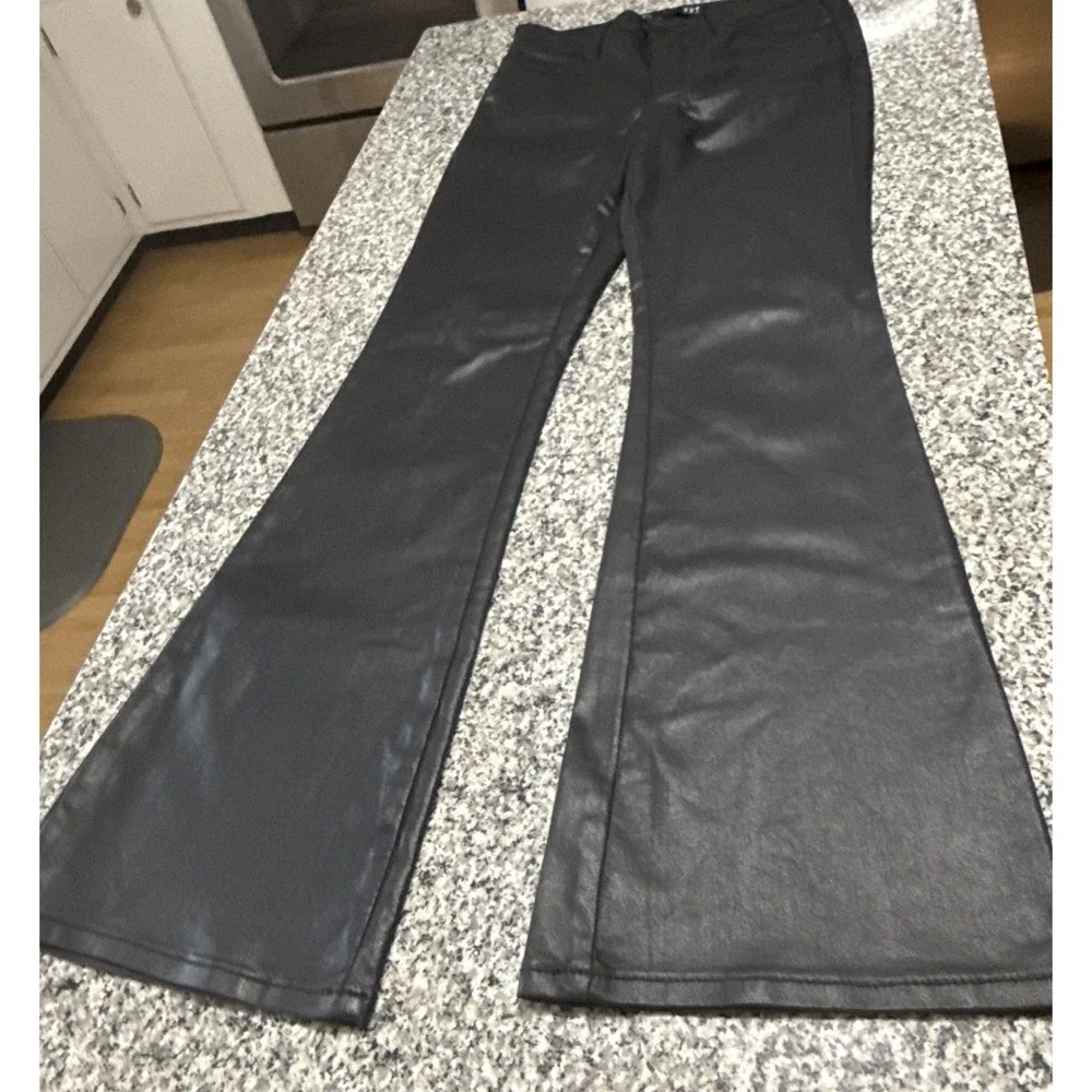 Kut From The Kloth Women's Ana High Rise Fab Ab Flare Coated Faux Leather Sz 0